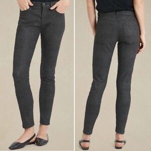 Banana Republic Snake Print Mid Rise Skinny Jeans Sz 29 Black Animal Ankle Crop